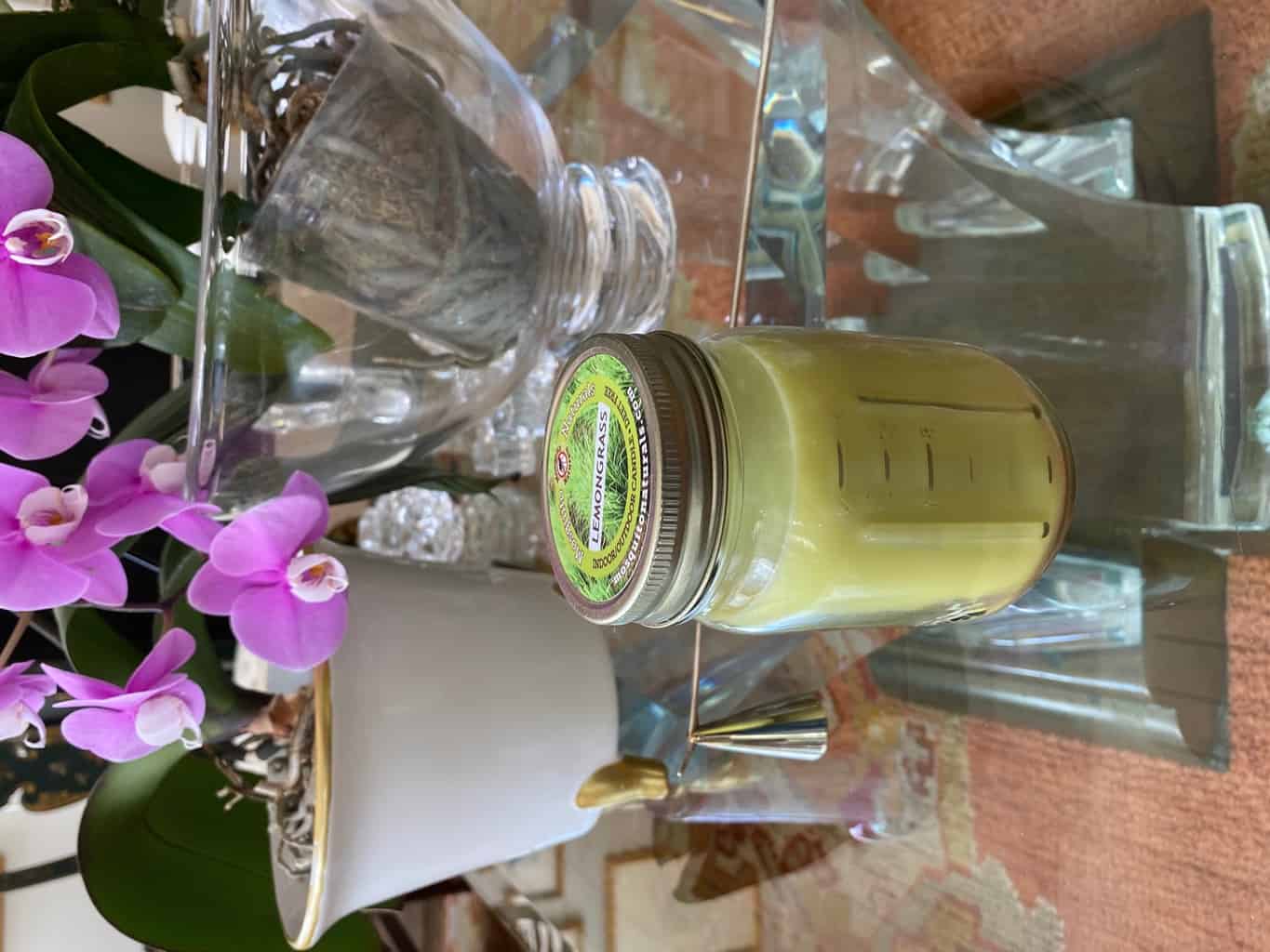 Set of 3 natural lemongrass mosquito repellent candles in Ball mason jars